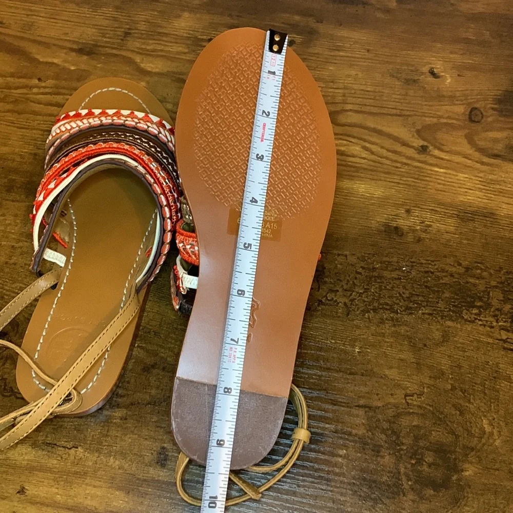 Tory Burch embroidered Poppy red multi sandals 6.5